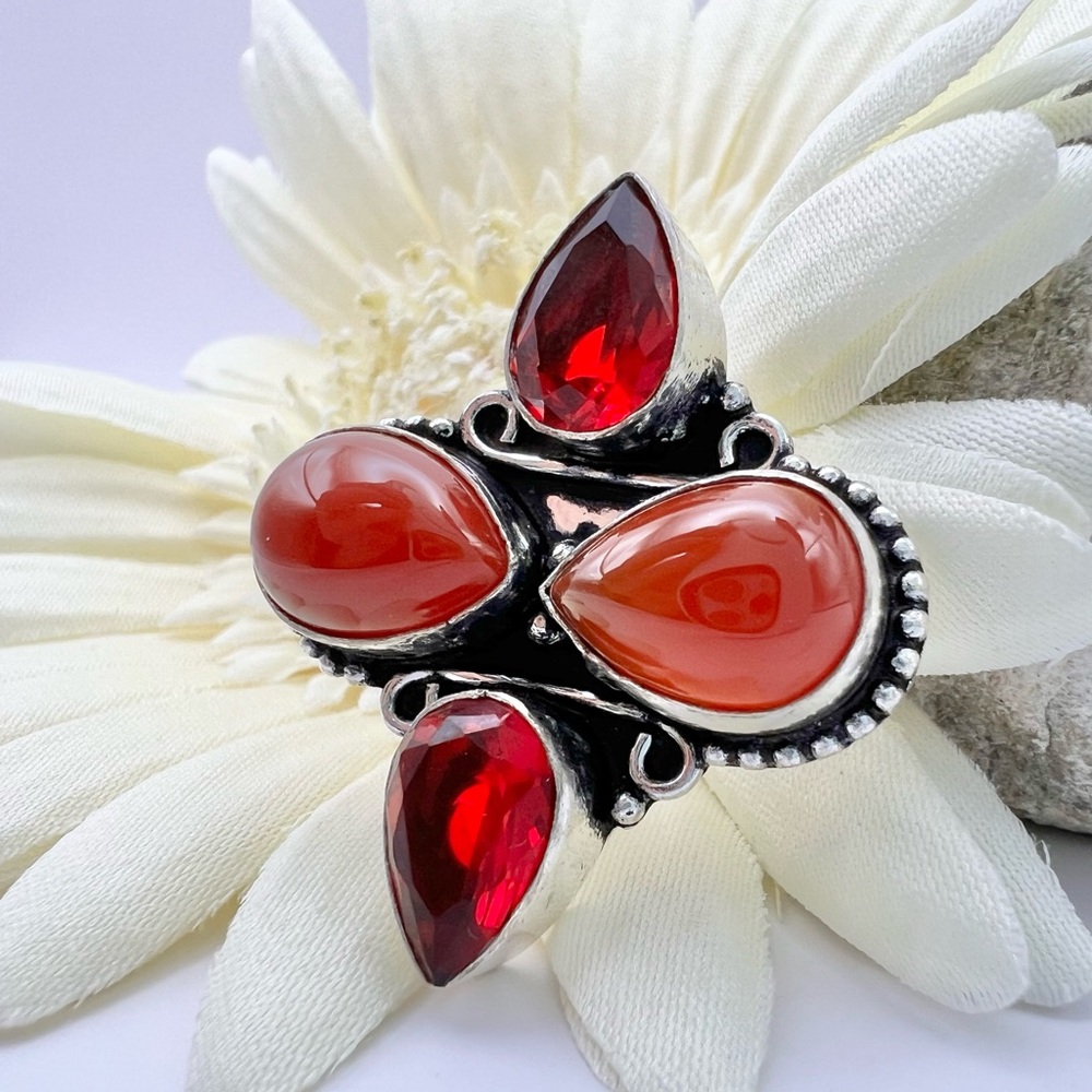 CARNELIAN/GARNET RING - Picture 5 of 11